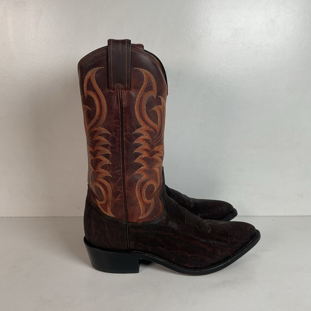 Tony Lama Men’s Vintage Chocolate Cowboy Boots 8.5 D USA Made Exotic - Picture 11 of 16